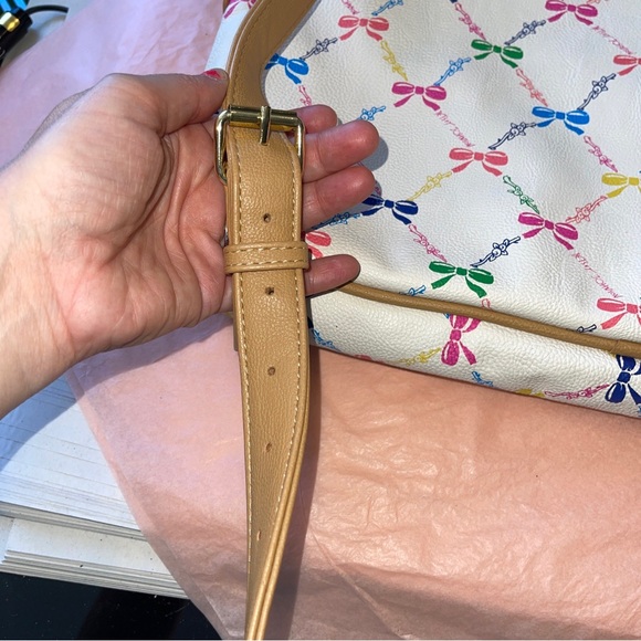 BETSEY JOHNSON Colorful Bowtie Vegan Leather Messenger Padded Laptop Bag, boho - Picture 8 of 10